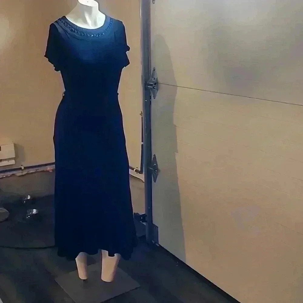 LAUREN RALPH LAUREN BLACK MAXI SHORT SLEEVE DRESS SIZE S